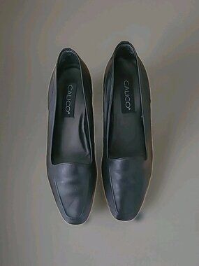 CALICO Black Leather Almond Toe Flats Size 9N Brazil